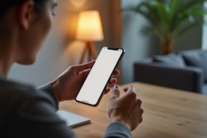 Pessoa usando o iPhone 17 com iOS 19 em ambiente moderno no Brasil