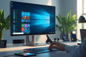 Tela do Windows 11 com atalhos de teclado, layout moderno e multitarefas organizadas