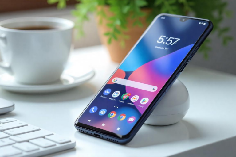 Smartphone com Android 15 exibindo recursos de IA generativa com Google Gemini