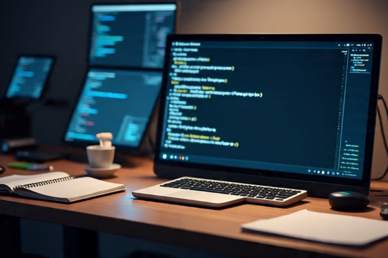 Código Python em tela de computador com ambiente moderno de desenvolvedor em 2025